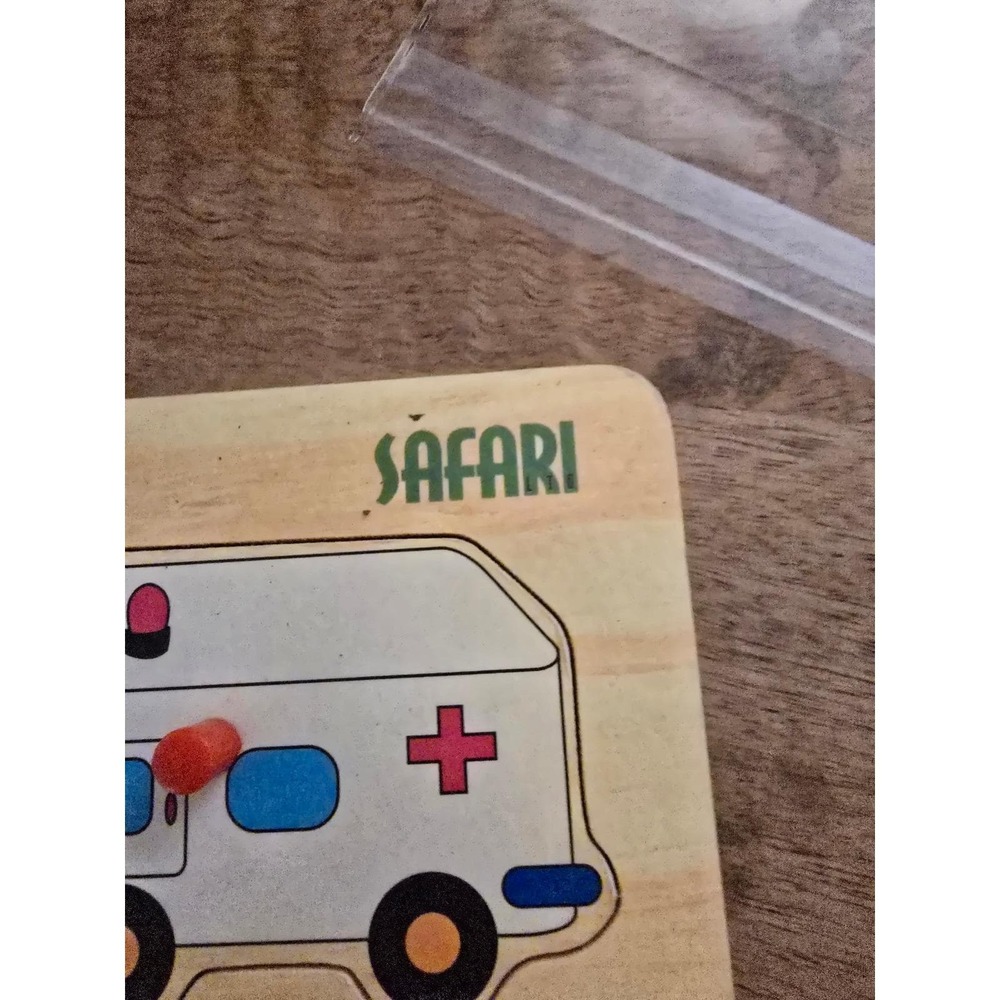 Vintage 1997 Safari Ltd Transportation Wooden Peg Puzzle 8 Piece Toy 9537-12 - Picture 6 of 6